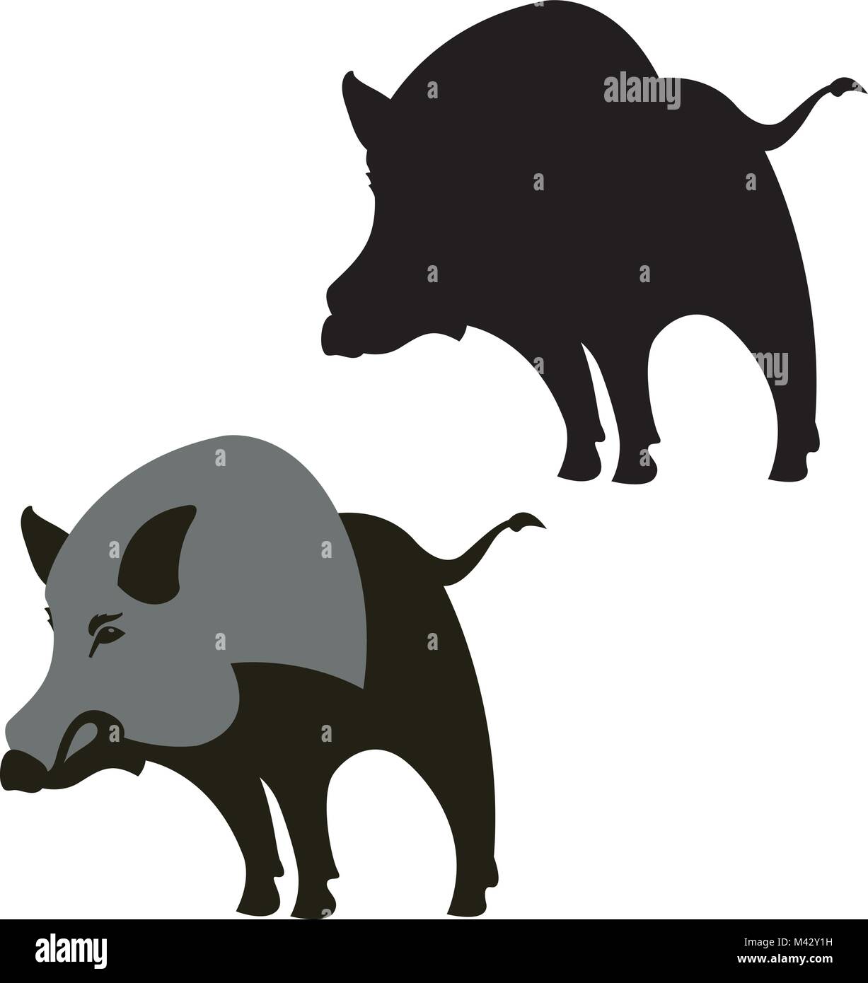boar wild  vector illustration flat style  silhouette black Stock Vector