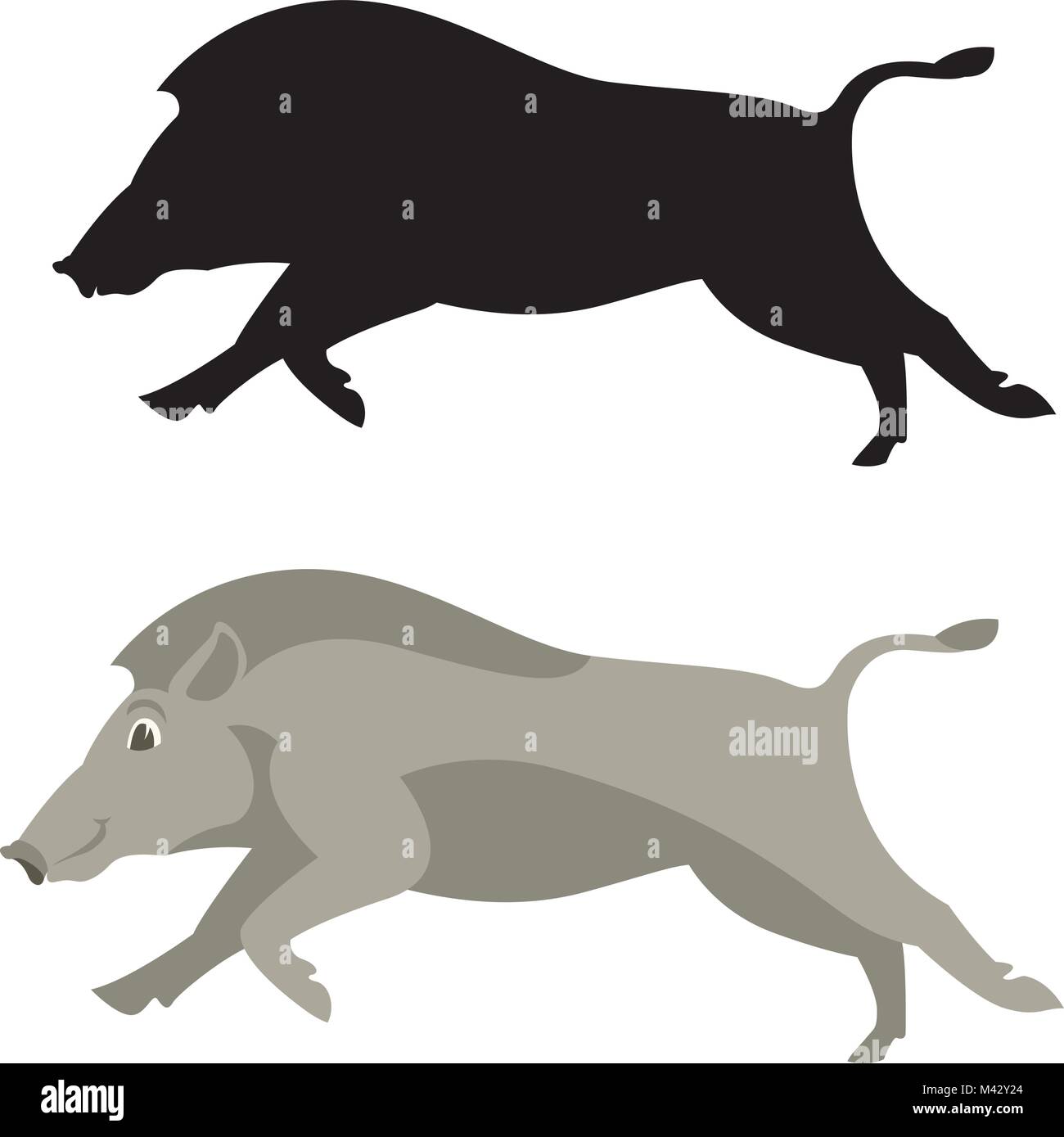 boar wild vector illustration flat style silhouette black Stock Vector ...