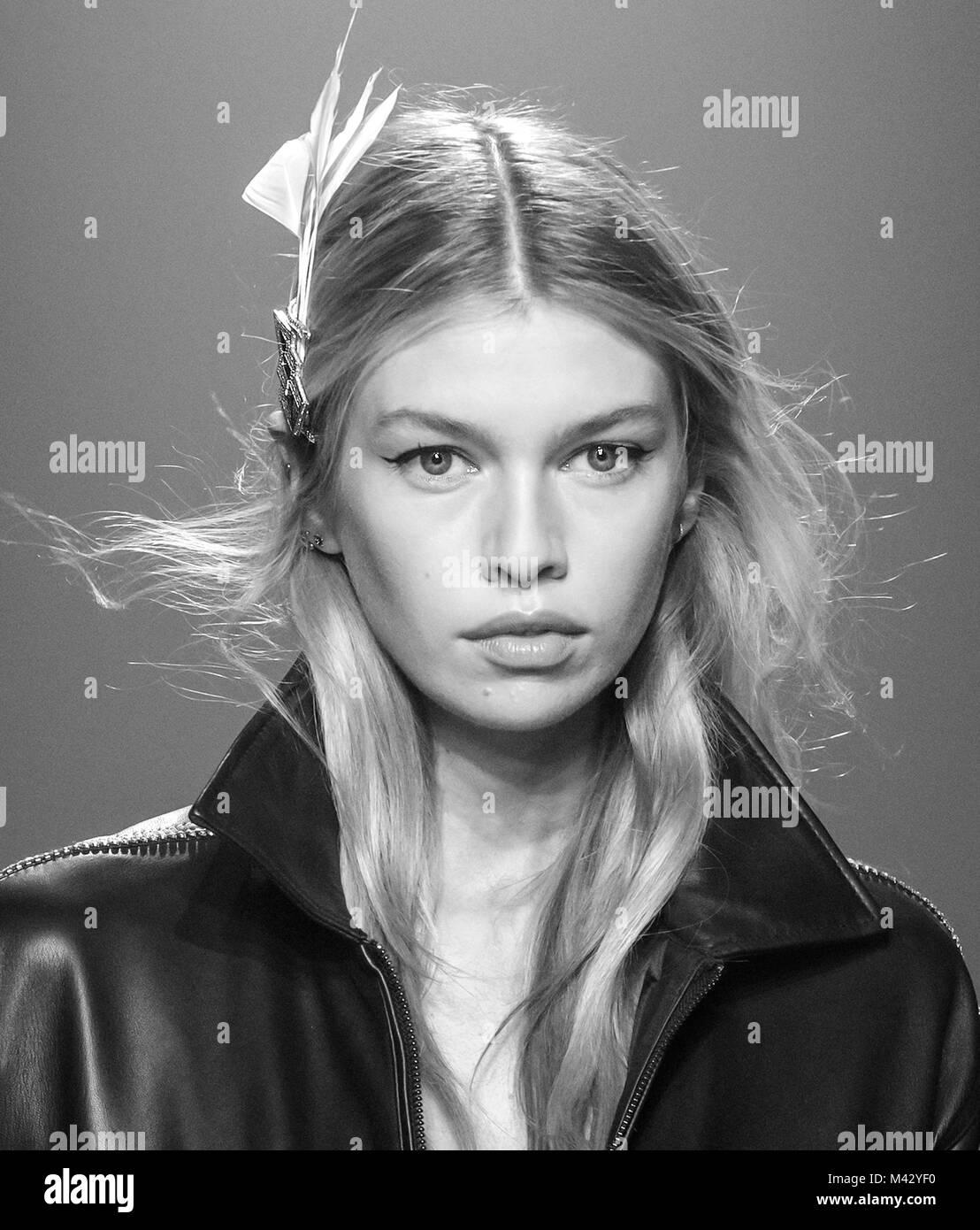 NEW YORK, NY - February 12, 2018: Stella Maxwell walks the runway at the Zadig & Voltaire Fall Winter 2018 fashion show during New York Fashion Week Stock Photo