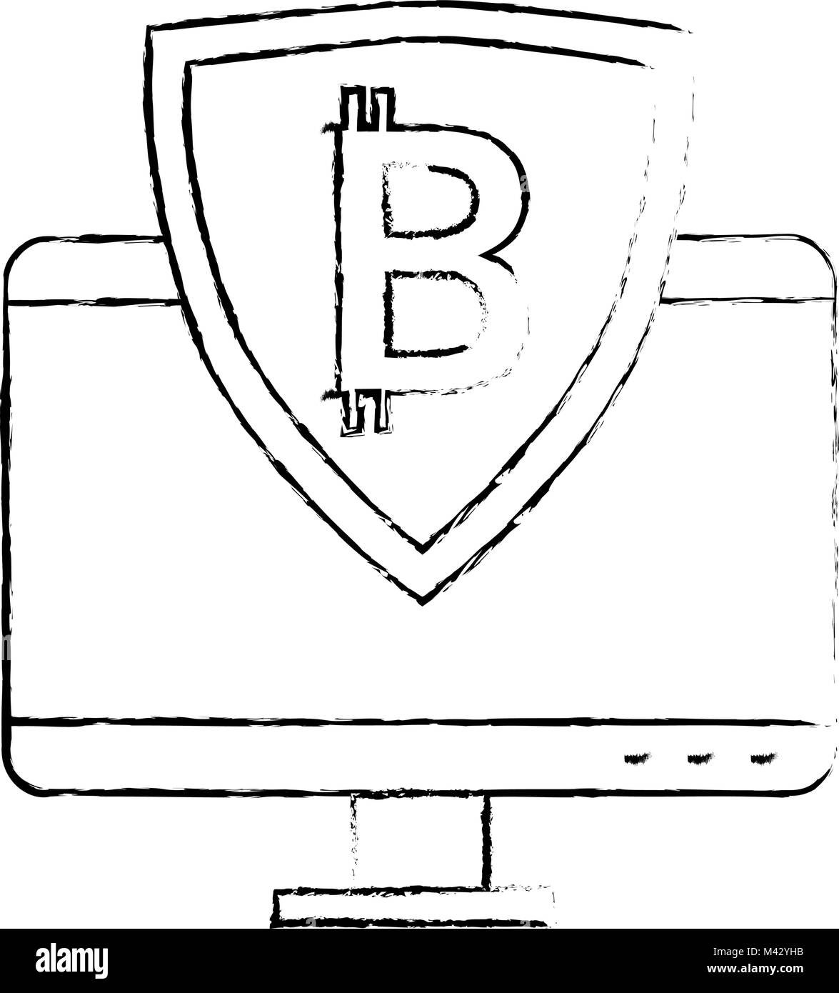 monitor computer with bitcoin shield Stock Vector Image & Art - Alamy