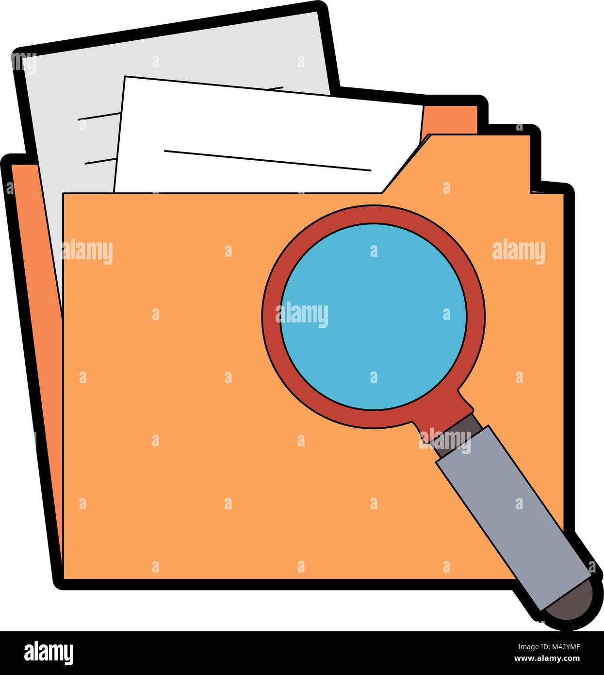 folder document with magnifying glass Stock Vector Image & Art - Alamy