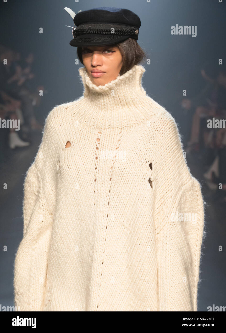 NEW YORK, NY - February 12, 2018: Ellen Rosa walks the runway at the Zadig & Voltaire Fall Winter 2018 fashion show during New York Fashion Week Stock Photo