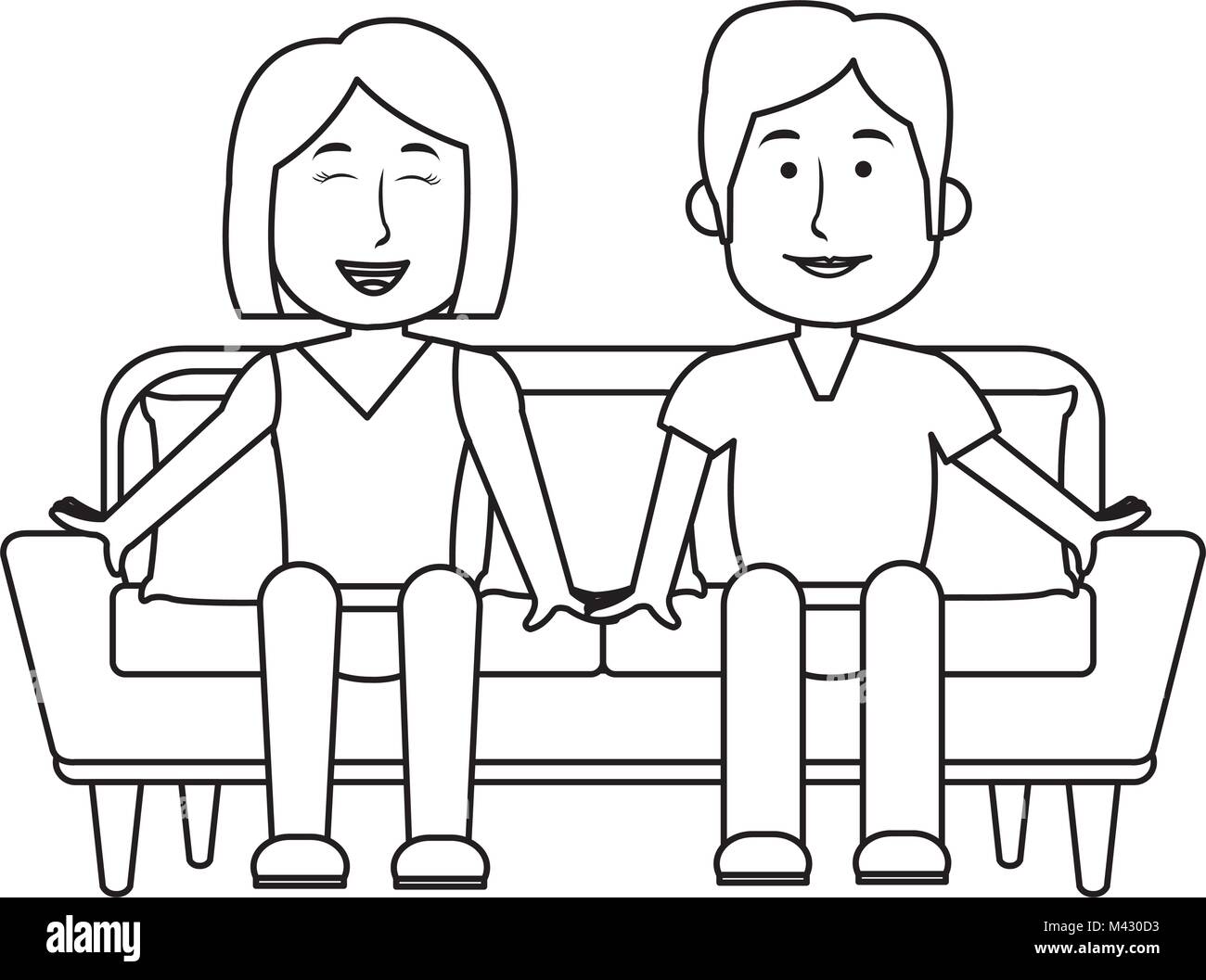 couple sitting on the couch Stock Vector Image & Art Alamy
