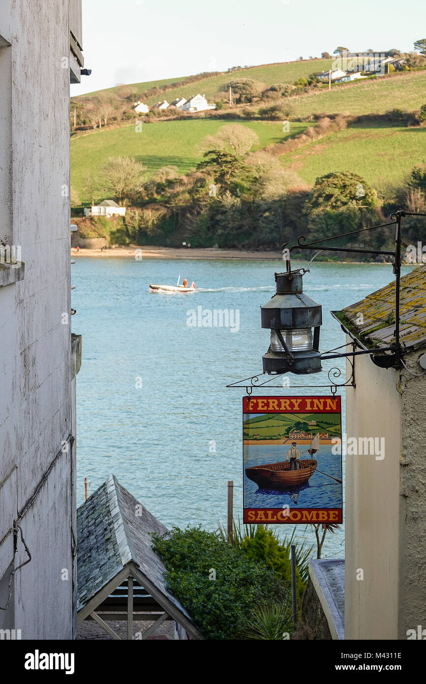 Cliff Road, Salcombe. 13th February 2018. Squally showers gave way to glorious sunshine for the West Country this afternoon. Sunny in Salcombe in South Devon. Credit: james jagger/Alamy Live News Stock Photo