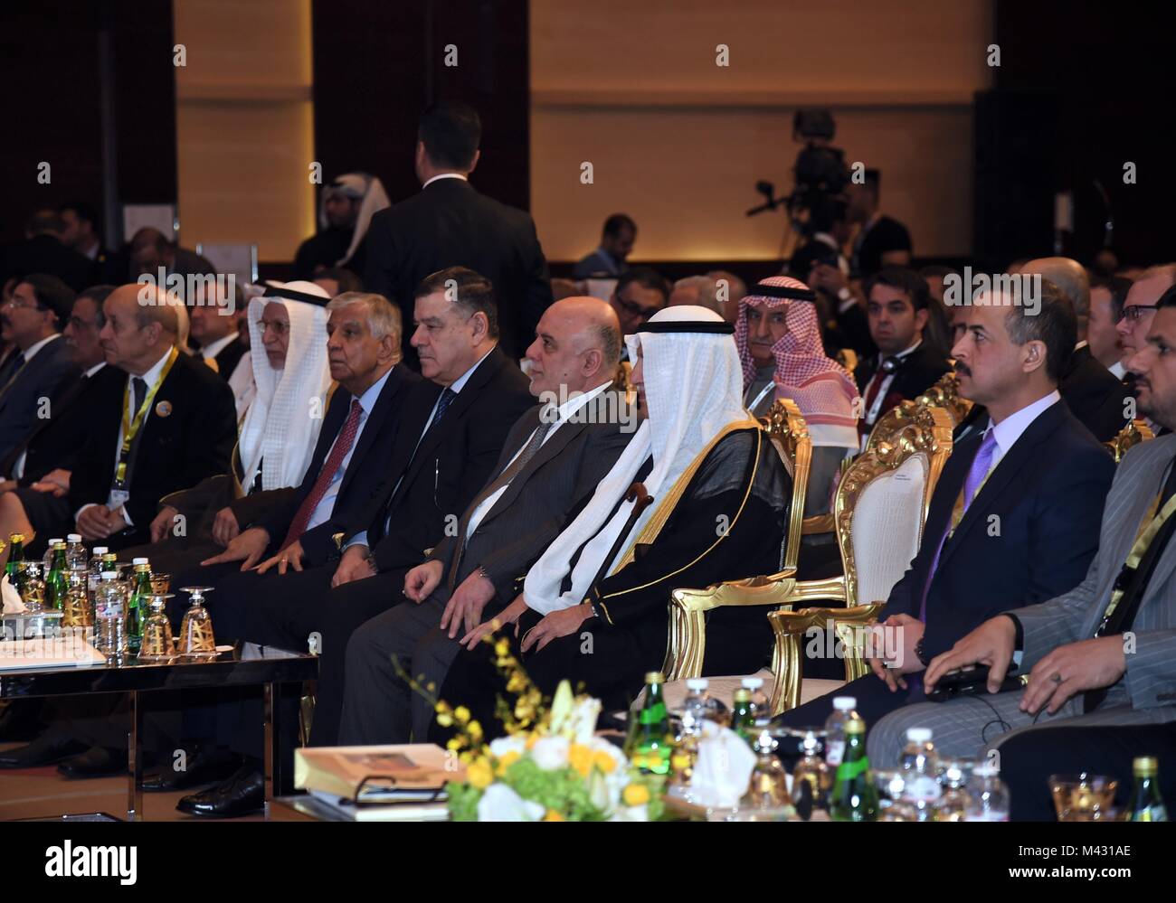 Kuwait City, Kuwait, on Feb. 13, 2018. Iraqi Prime Minister Haider al ...