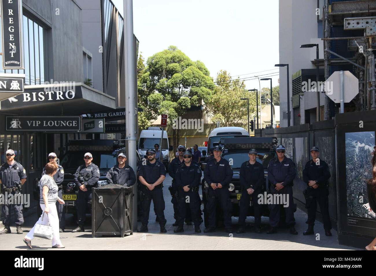 Redfer Riots Sydney, Australia. 14 Feb, 2018. Supporters assembled in Redfern ...