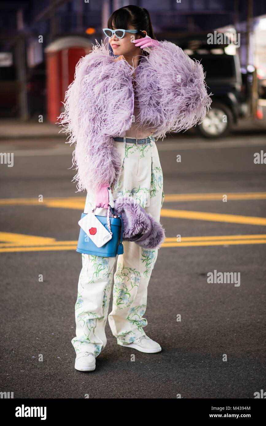 New York City, USA. 13th Feb, 2018. Stylist Leaf Greener arriving for a ...