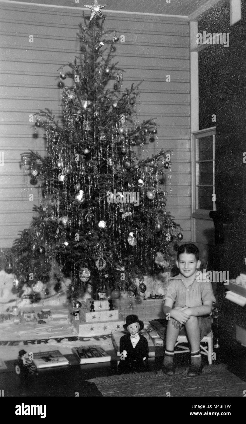 1940 Christmas trees for sale at a gas station 11 X 14 Photo Print