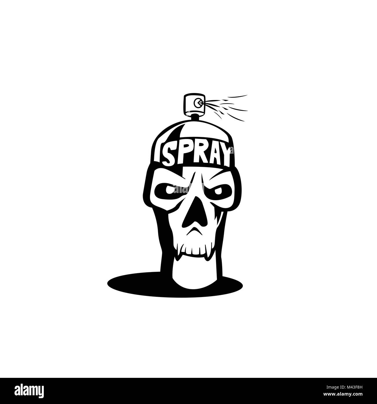 Spray icon skull, hipster, hand drawn, vector illustration Stock Vector