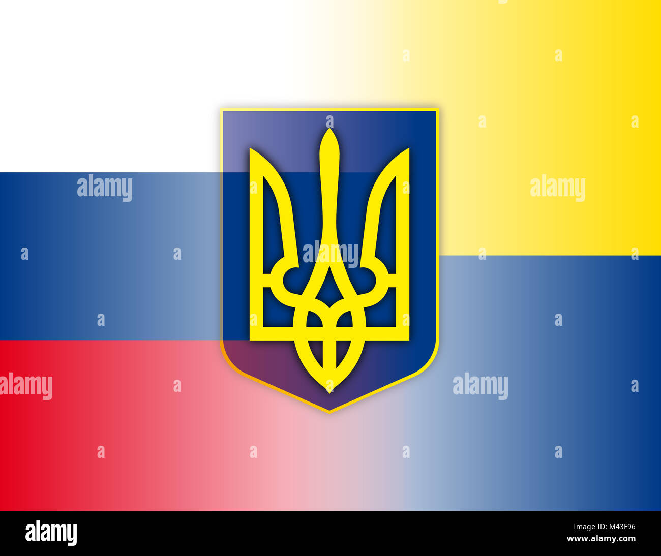 Ukraine and Russia flags Stock Photo