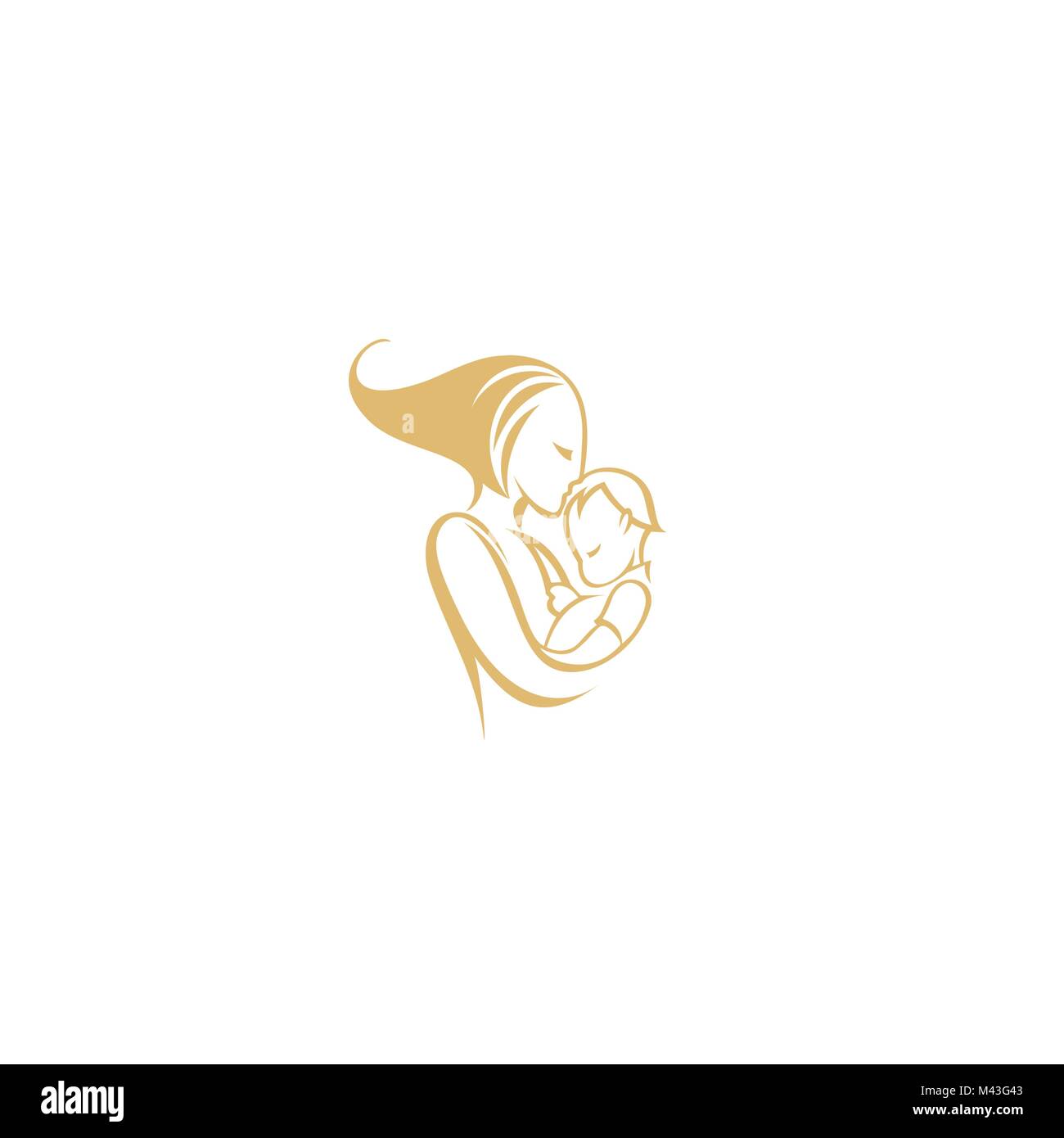 mother kissed her little baby, close-up vector illustration Stock Vector