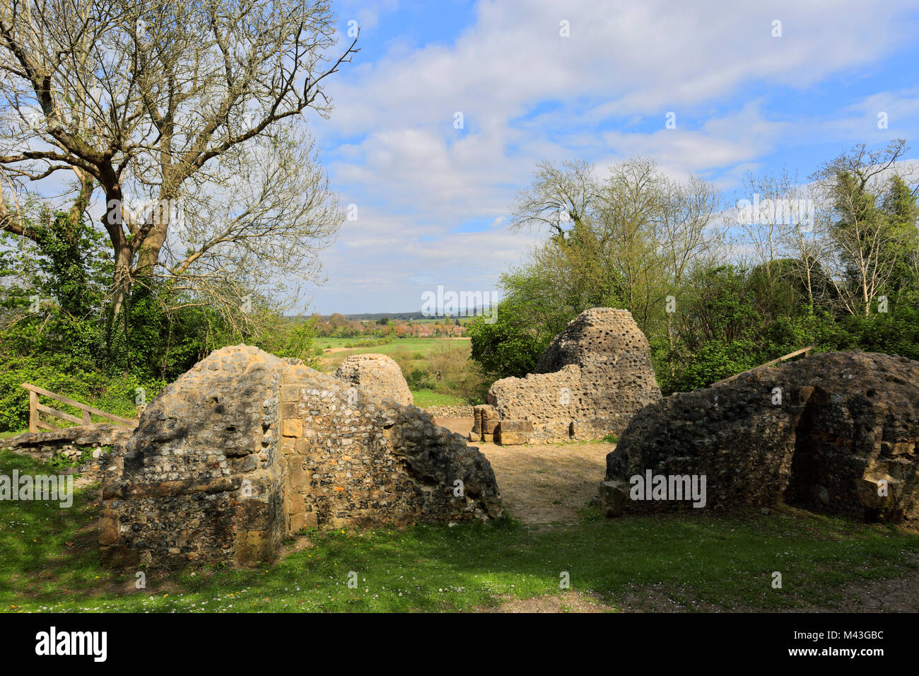 The ruins of Bramber Castle, village of Bramber, South Downs National ...