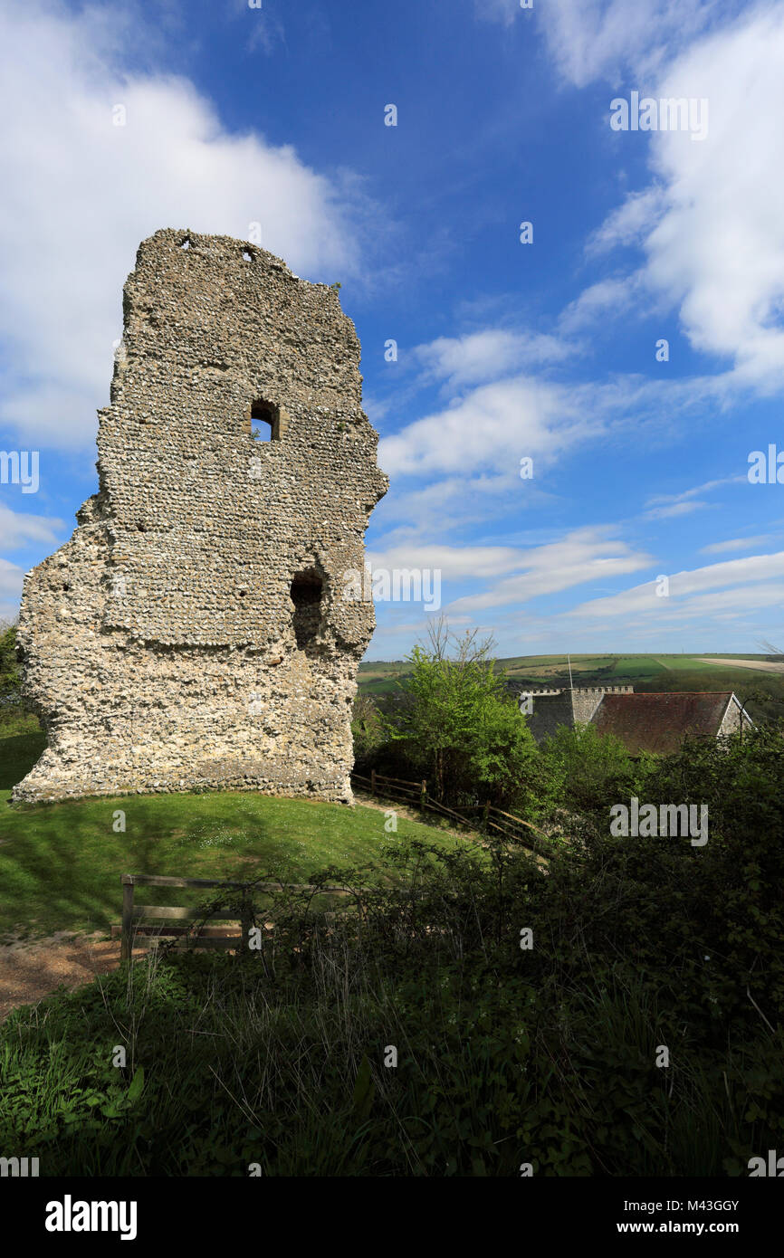 The ruins of Bramber Castle, village of Bramber, South Downs National ...