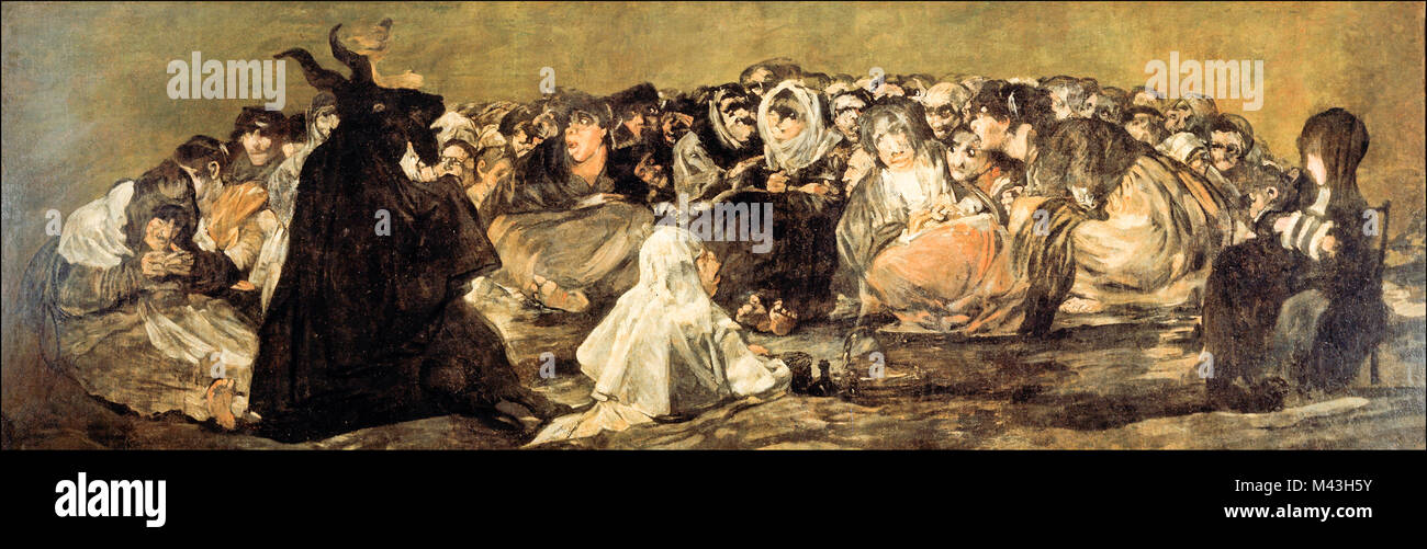 Francisco Goya, Witches' Sabbath or Aquelarre is one of 14 from the Black Paintings series. Stock Photo