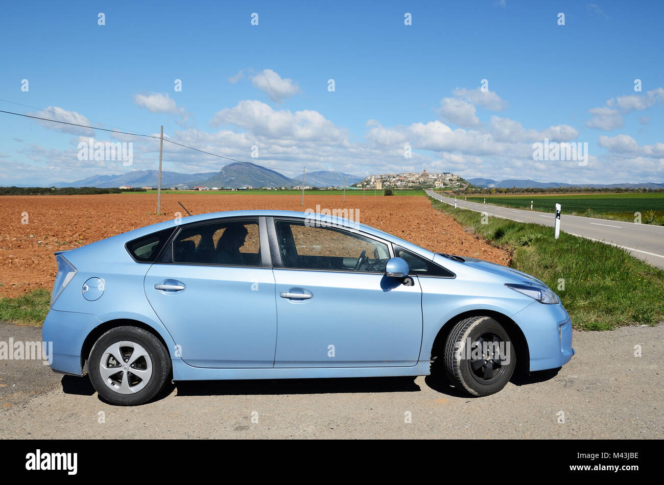 Modern car in the Spanish road Stock Photo Alamy