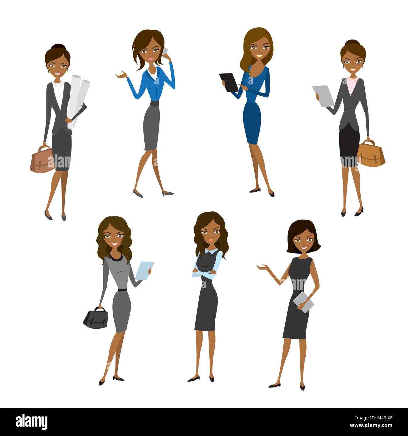 Set Women in office clothes. Beautiful woman in business clothes ...