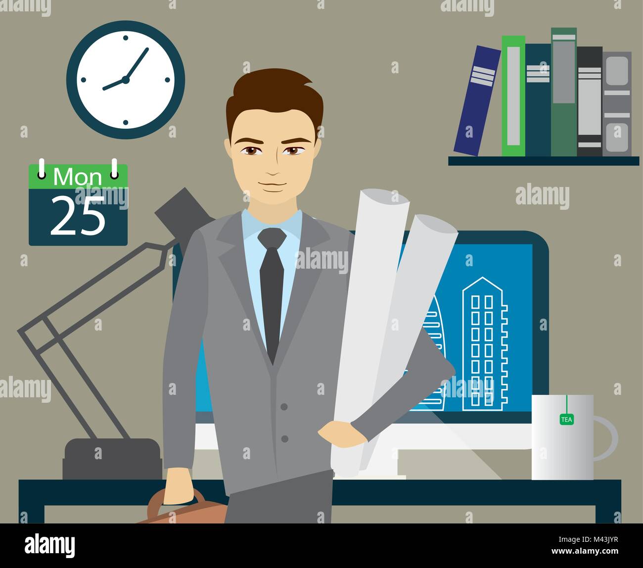 Night computer screen man Stock Vector Images - Alamy