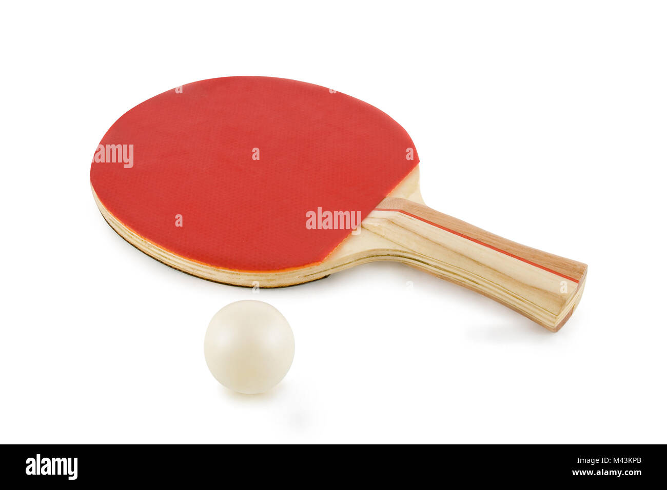 table tennis racket and ball isolated on white background Stock Photo
