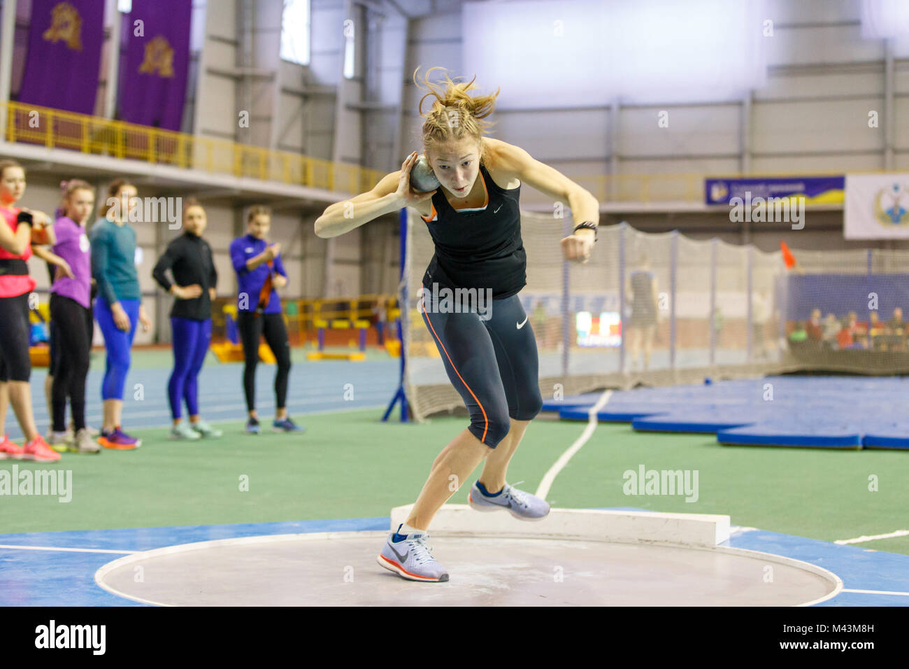 SUMY, UKRAINE FEBRUARY 9, 2018 Alina Shukh champion in pentathlon