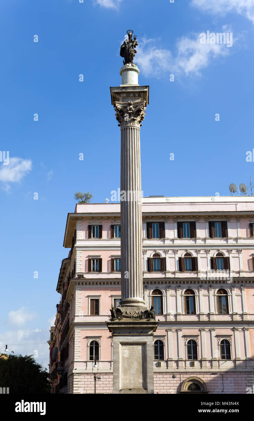 Italy. Rome. Column before Basilica of Santa Maria maggiore Stock Photo ...