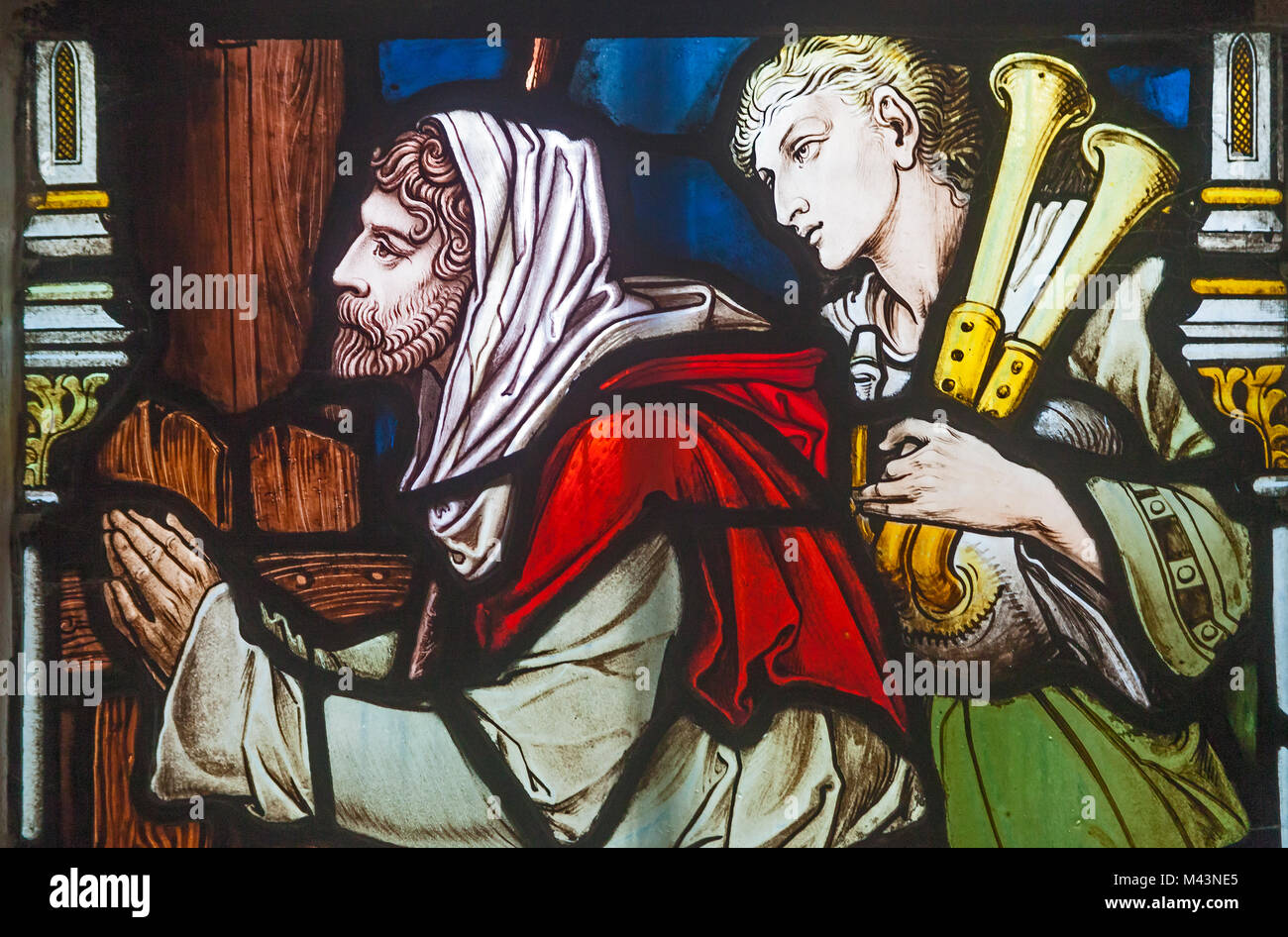 Victorian stained glass in St Peter's Church, Brockley in the London Borough of Lewisham Stock Photo