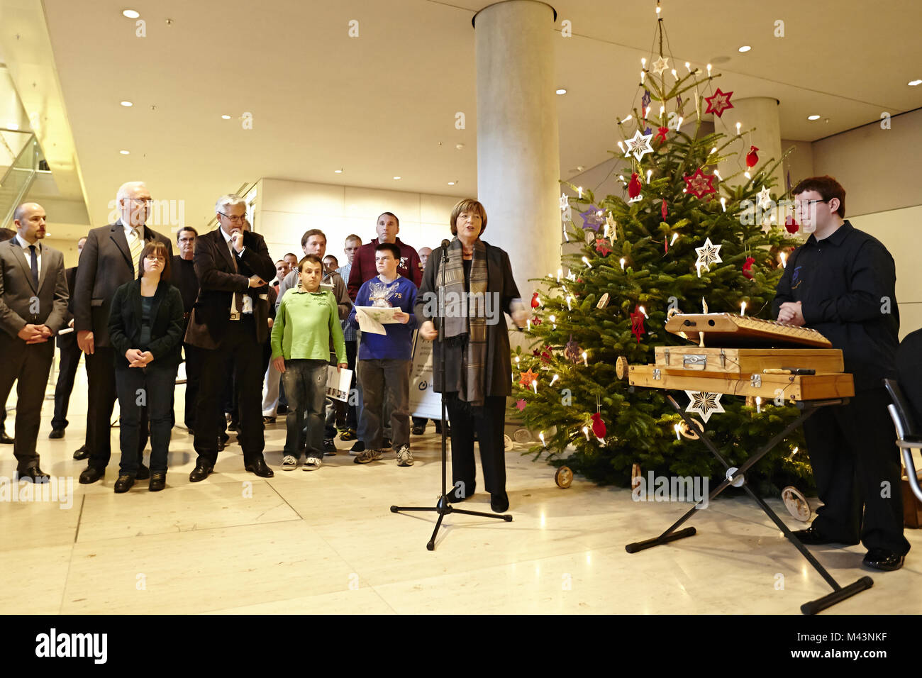 Hand-over of a Christmas tree for the German Parliament Stock Photo