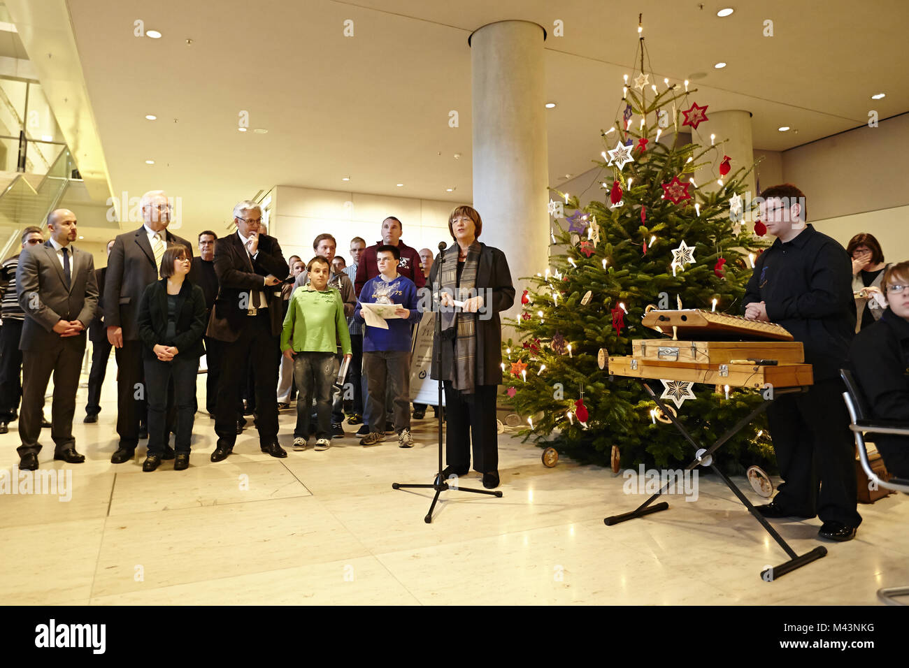 Hand-over of a Christmas tree for the German Parliament Stock Photo