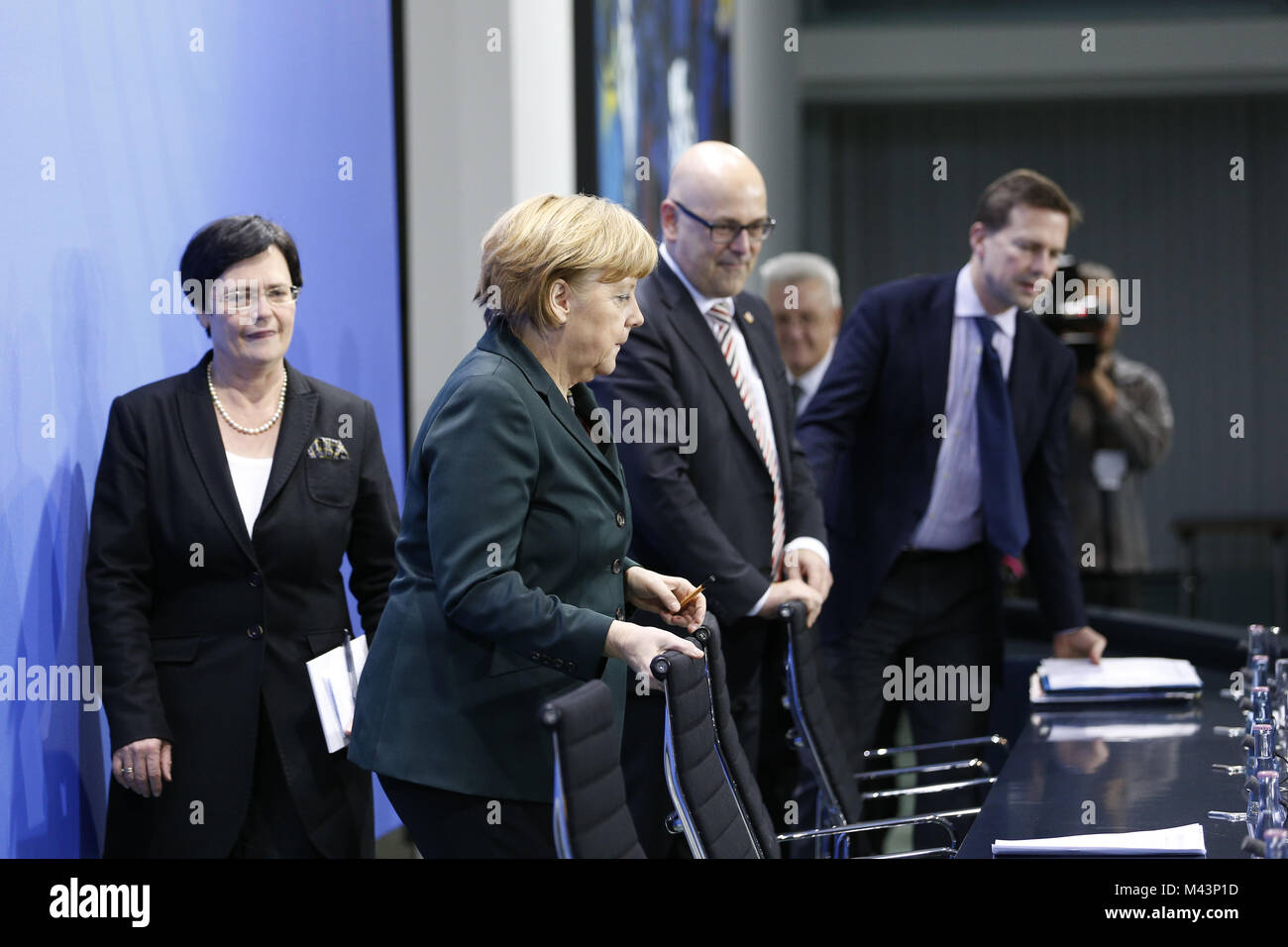 Merkel and German Prime Ministers joint press conference Stock Photo