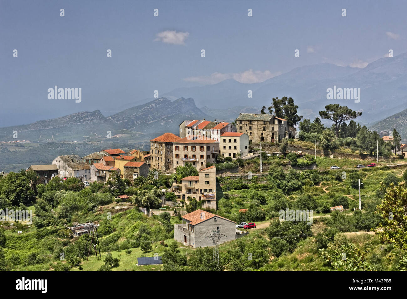 Vallecalle, mountain village in Nebbio, Corsica Stock Photo