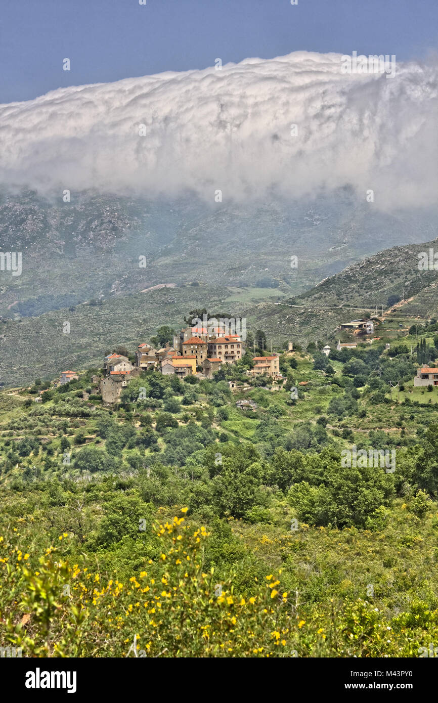 Vallecalle, mountain village in Nebbio, Corsica Stock Photo