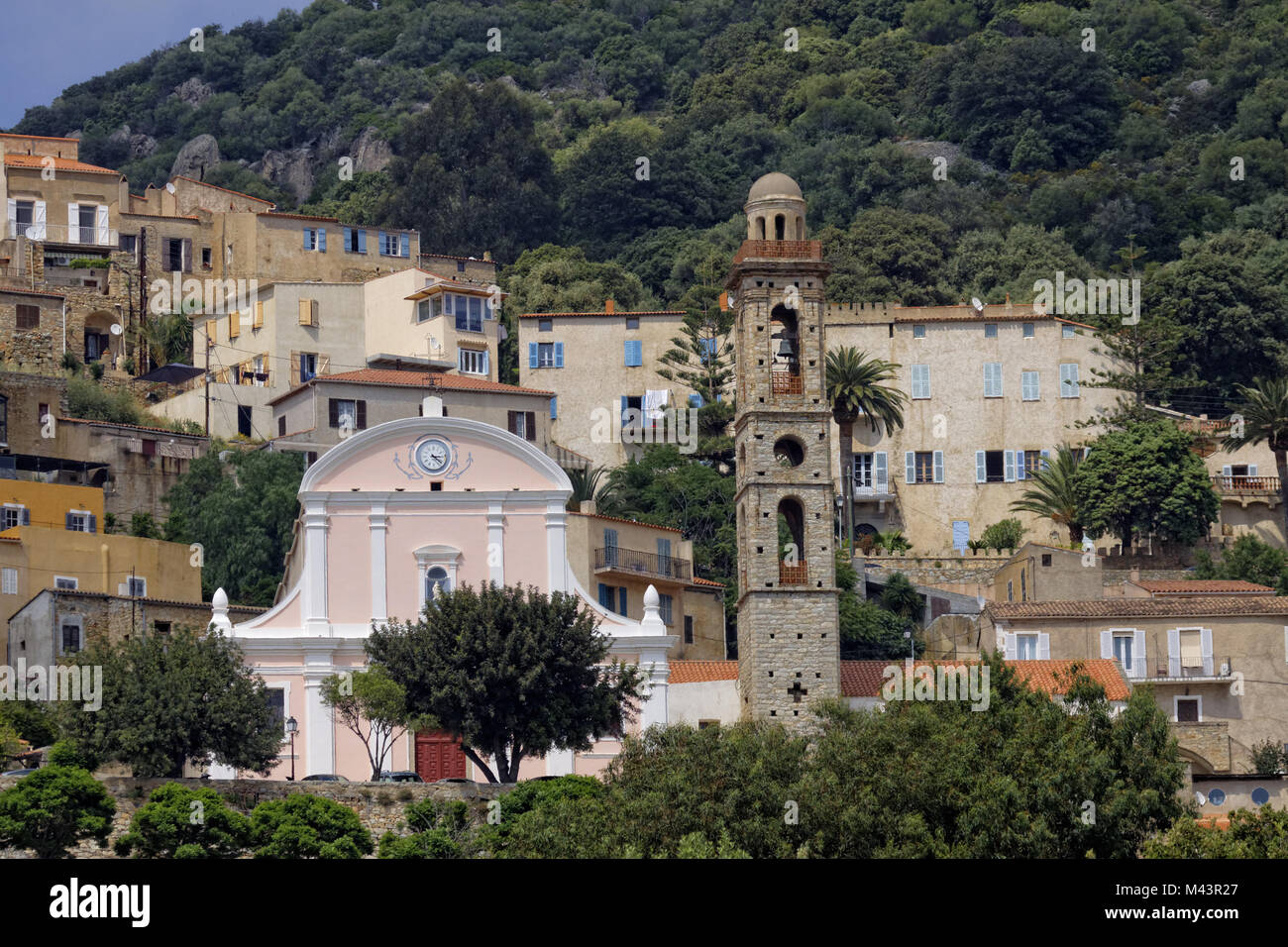 Lumio, baroque church, Balagne, Corsica, France Stock Photo