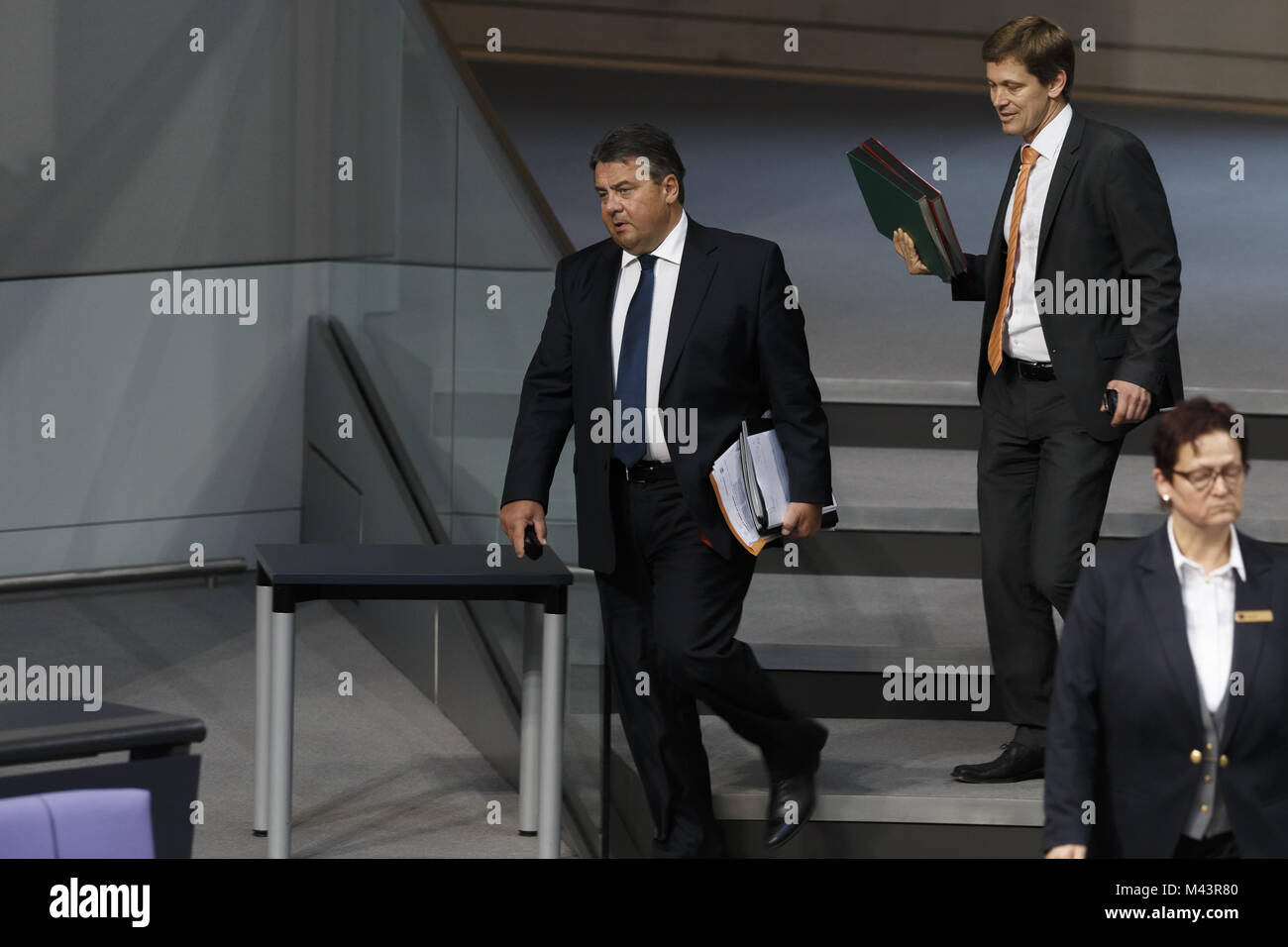 Delivery of a governmental declaration by Merkel in Bundestag Stock Photo