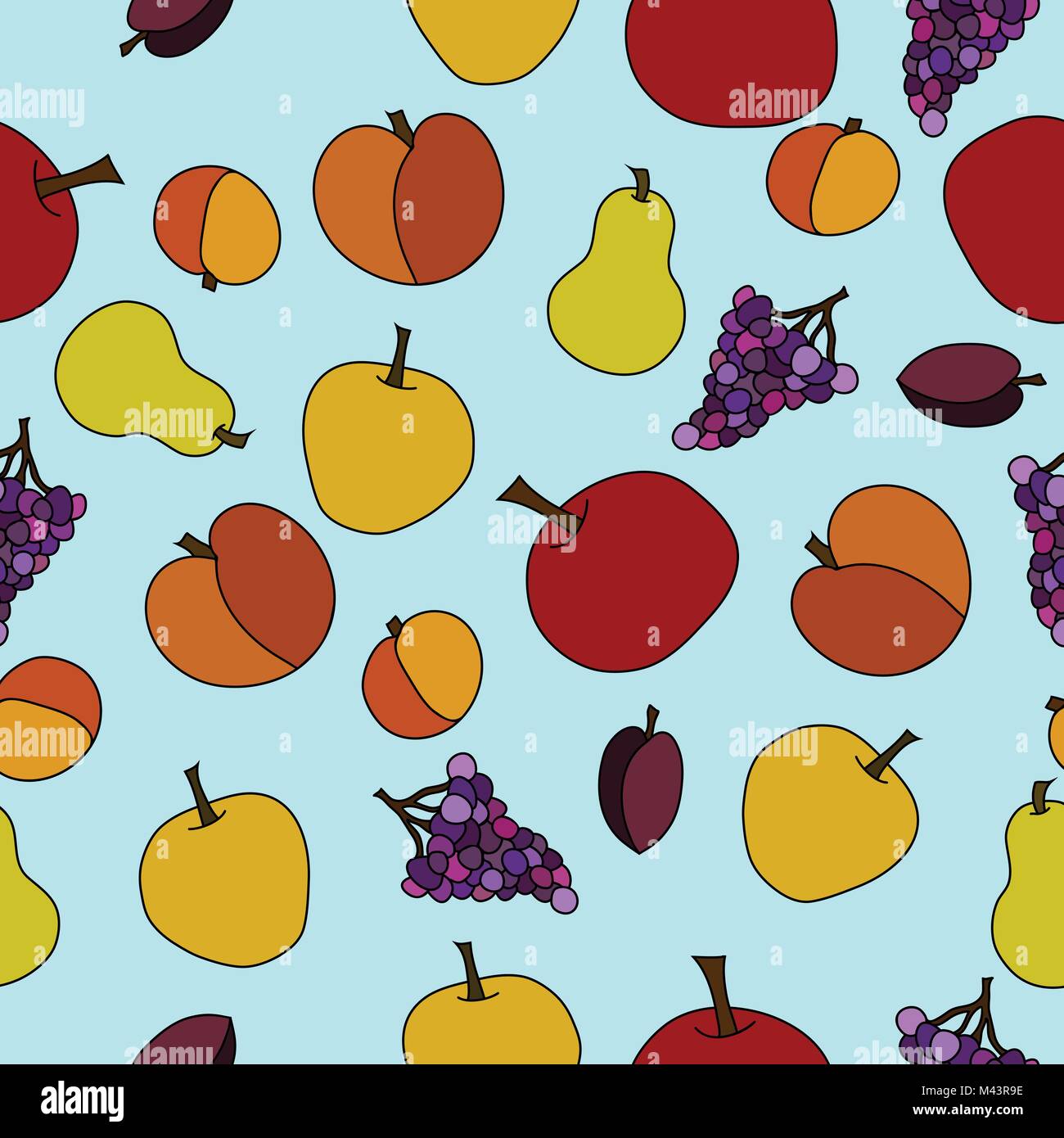hand drawn vector fruit seamless pattern Stock Vector Image & Art - Alamy