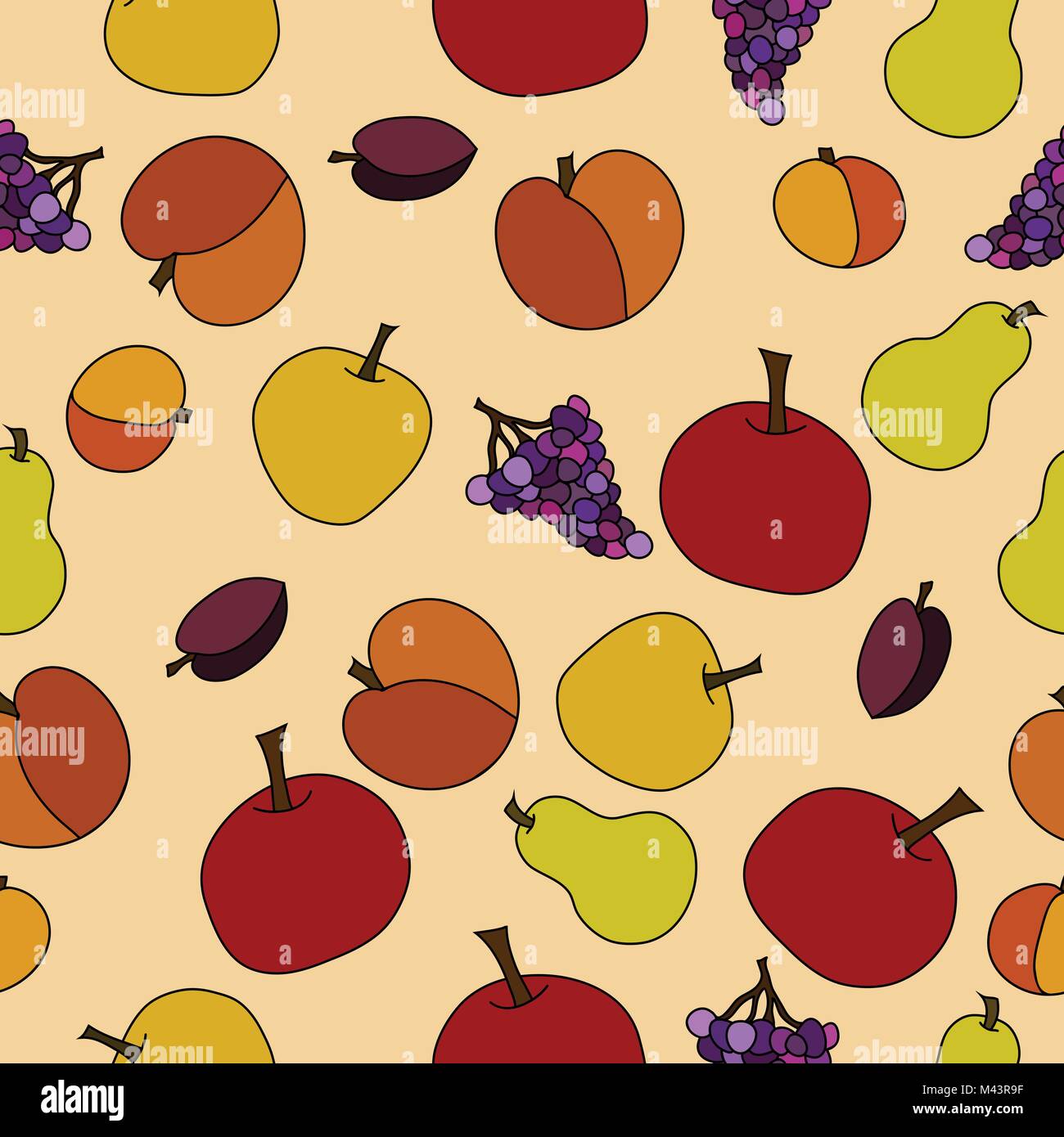 hand drawn vector fruit seamless pattern Stock Vector Image & Art - Alamy