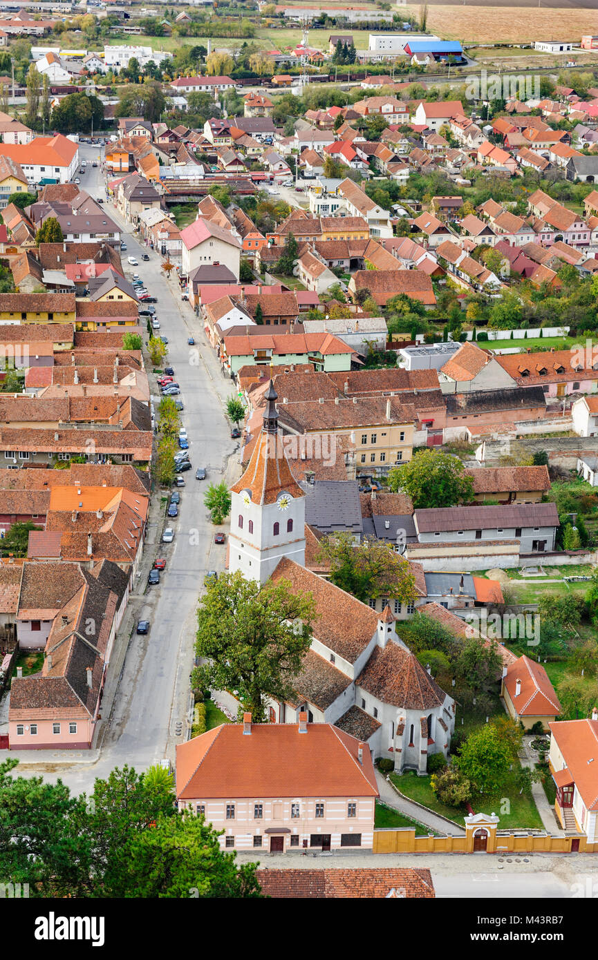 View of Rasnov city from citadel, Romania Stock Photo
