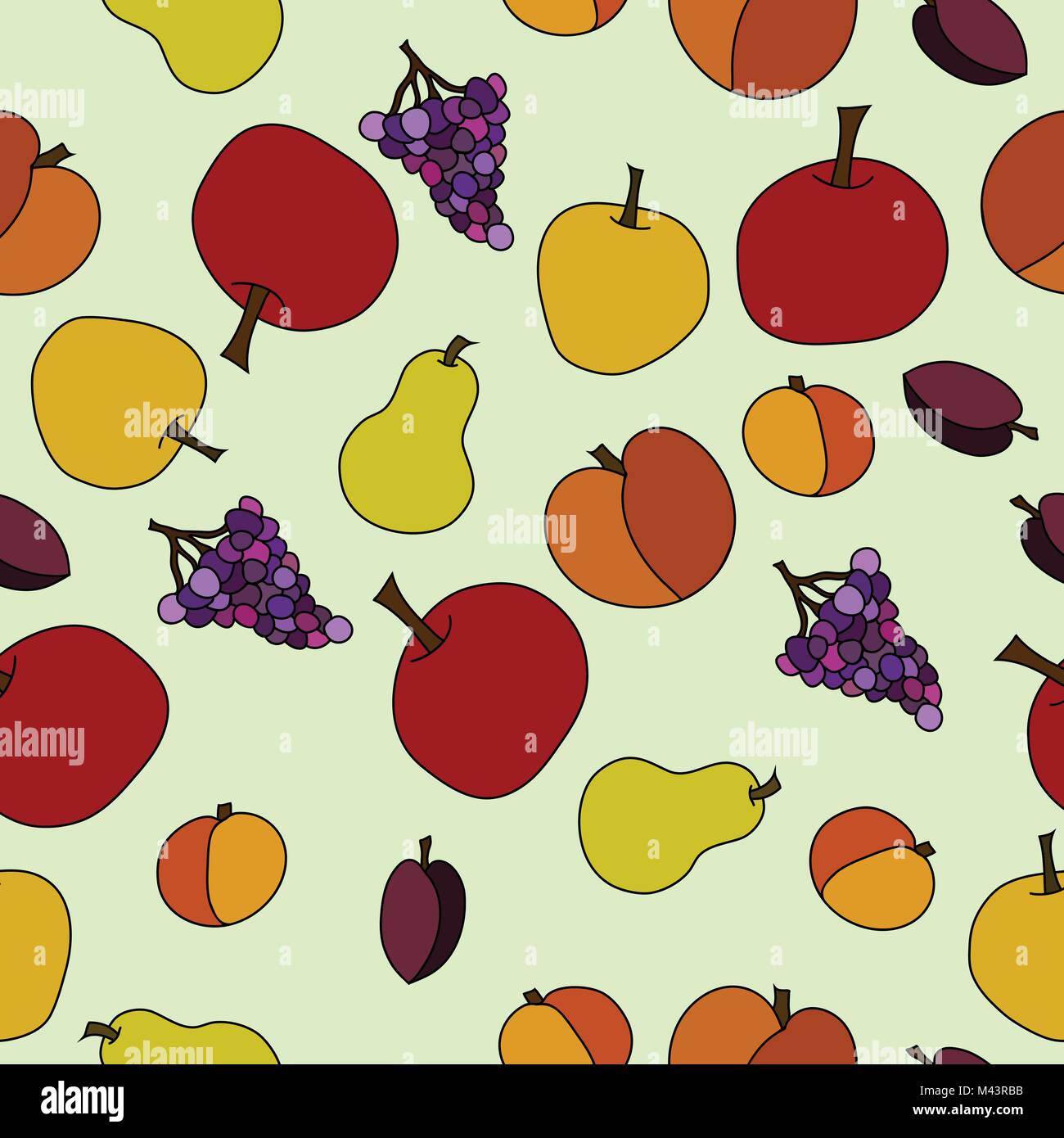 hand drawn vector fruit seamless pattern Stock Vector Image & Art - Alamy