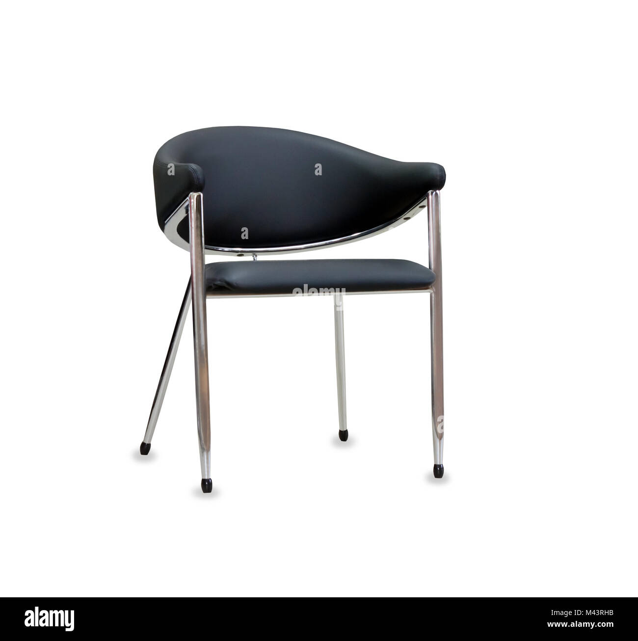 The office chair from black leather. Isolated Stock Photo Alamy