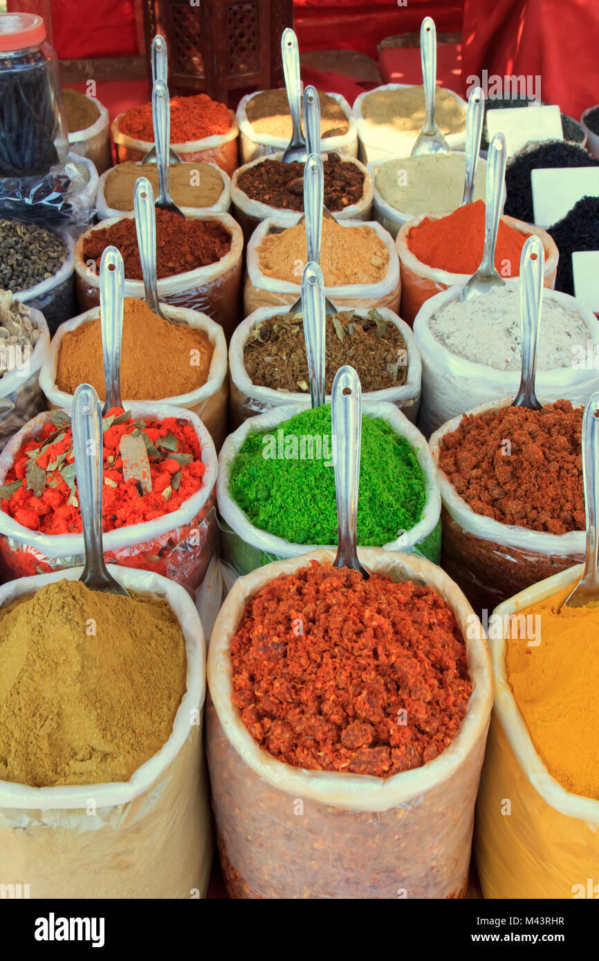 Assortment of powder spices Stock Photo