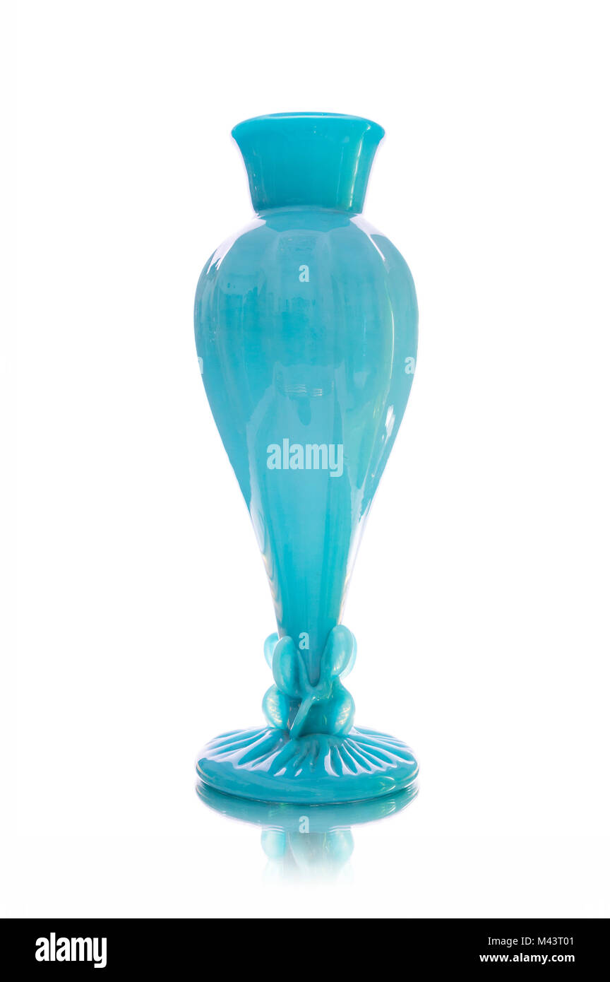 Blue glass vase isolated on white backround Stock Photo - Alamy