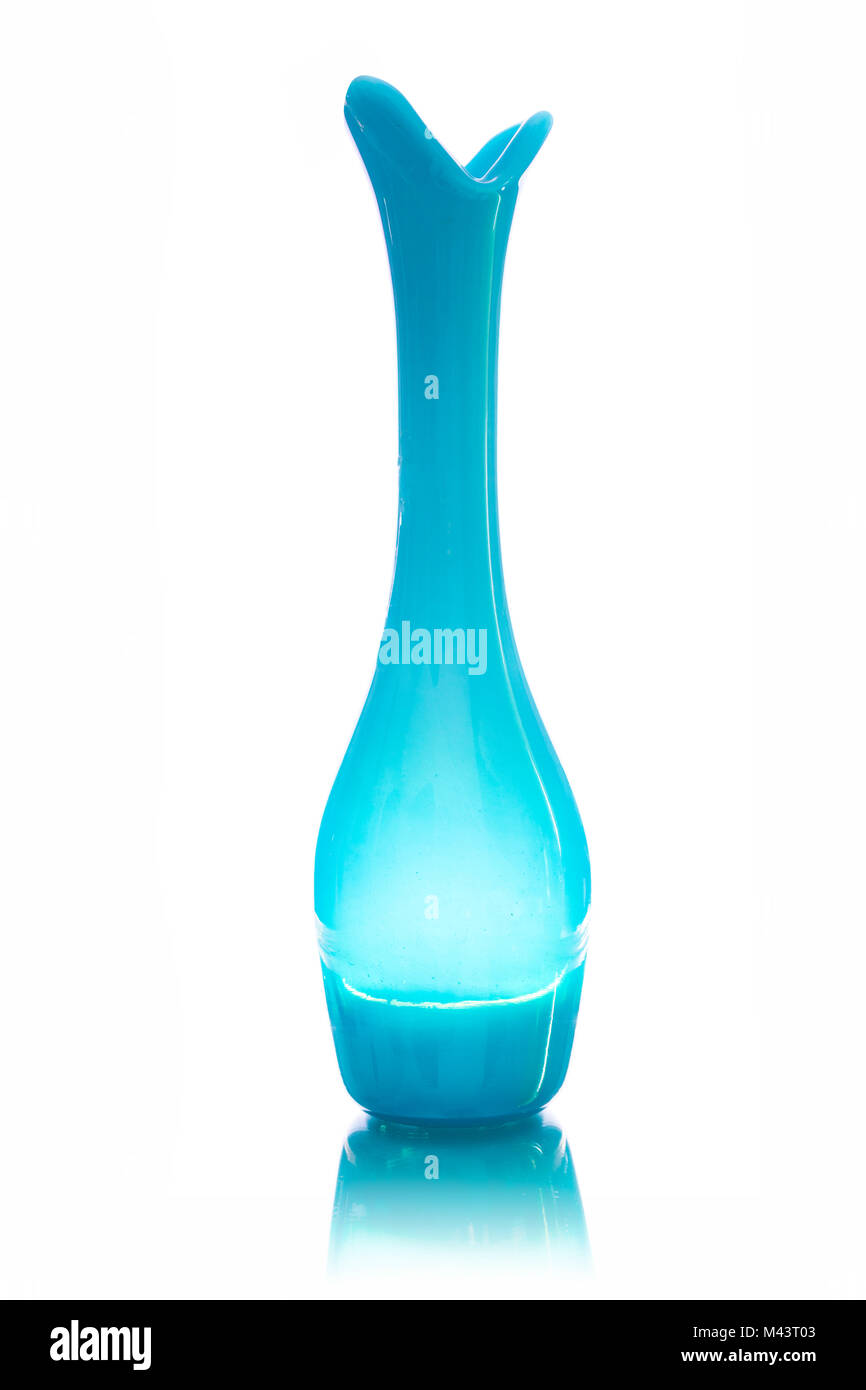 Blue glass vase isolated on white backround Stock Photo - Alamy