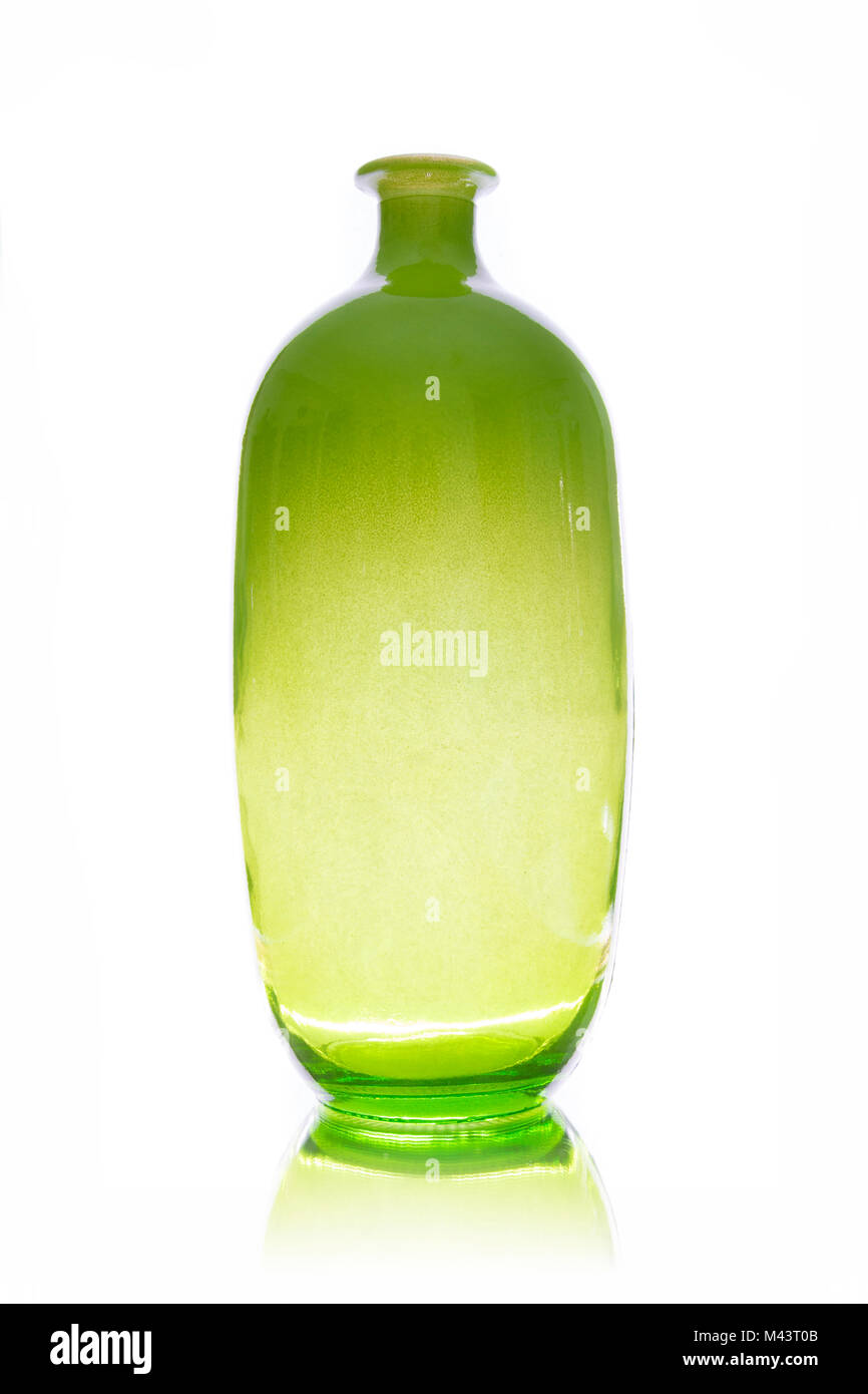 Green glass vase isolated on white backround Stock Photo - Alamy