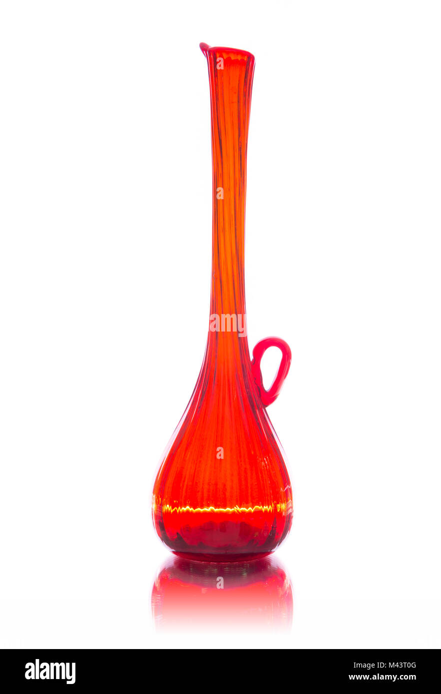Red glass vase isolated on white backround Stock Photo