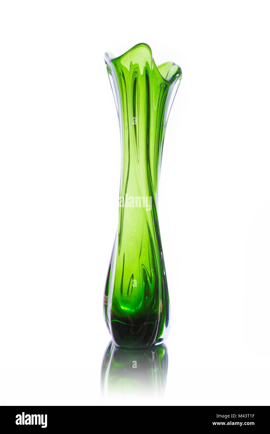 Green glass vase isolated on white backround Stock Photo Alamy