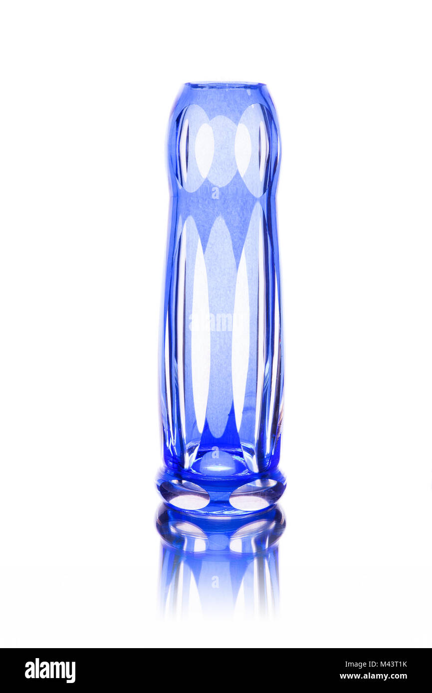 Blue glass vase isolated on white backround Stock Photo - Alamy