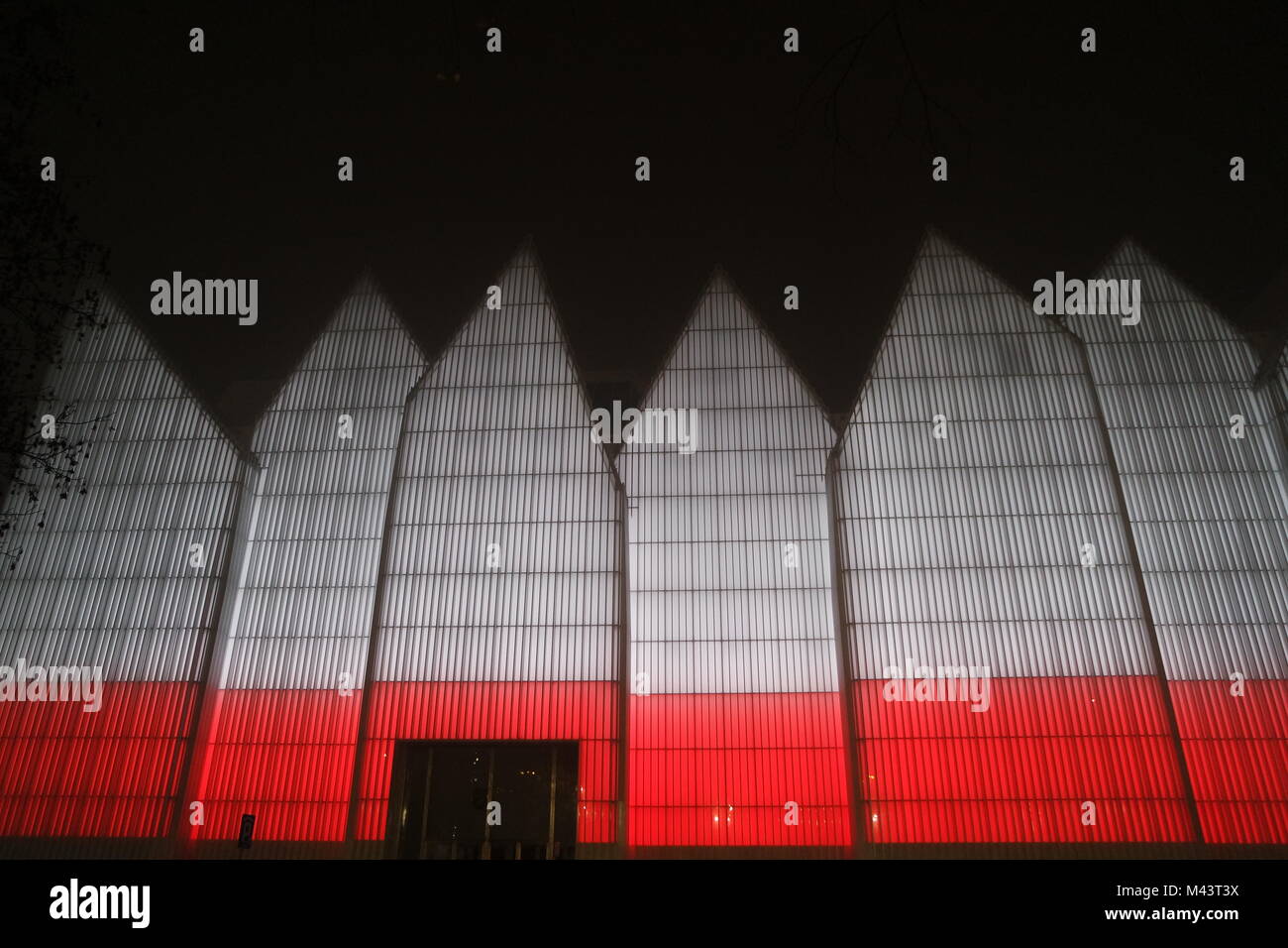 Szczecin philharmonic hall in the night fog Stock Photo