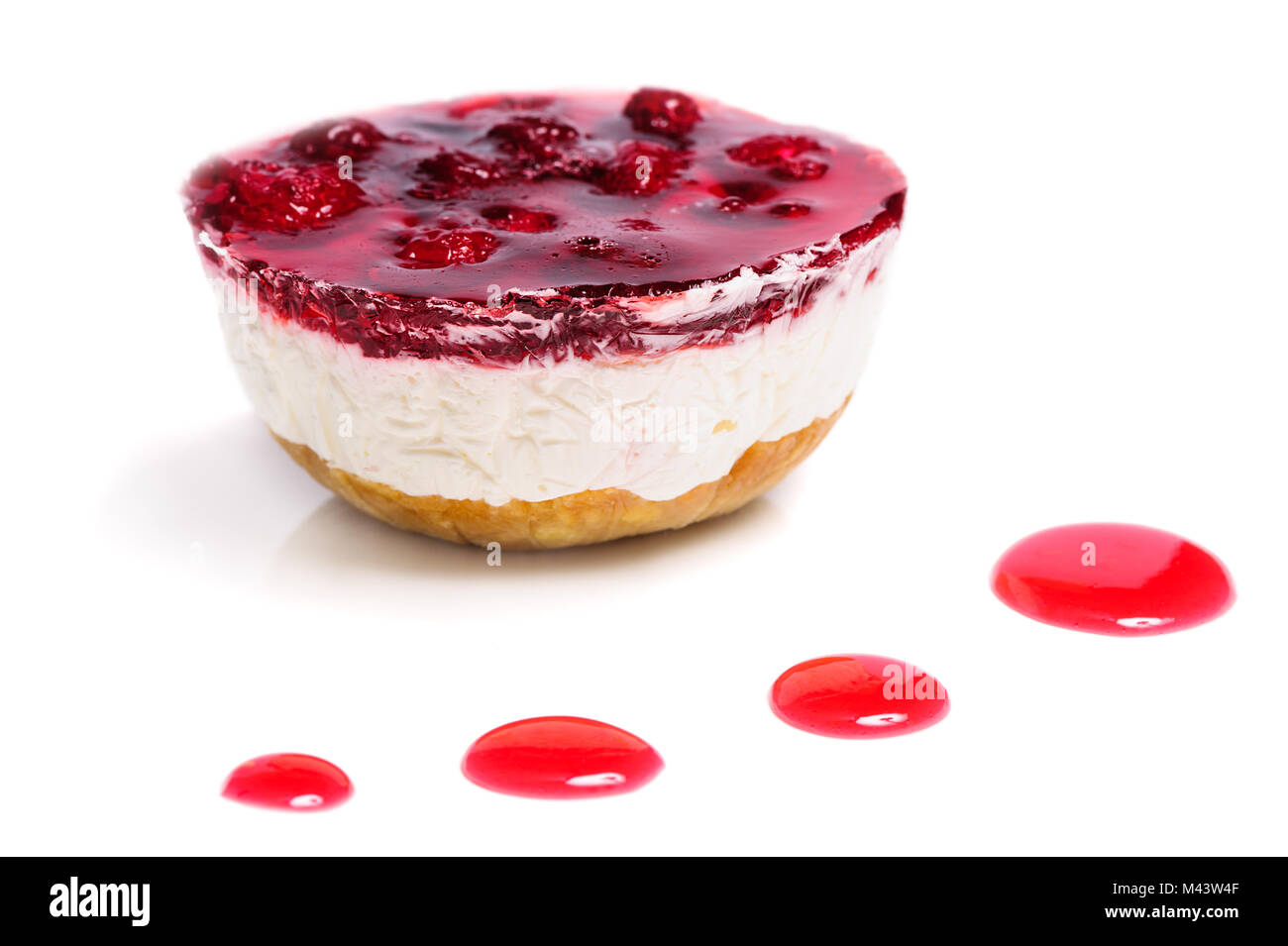 Raspberry cheese cake and ice cream ball Stock Photo