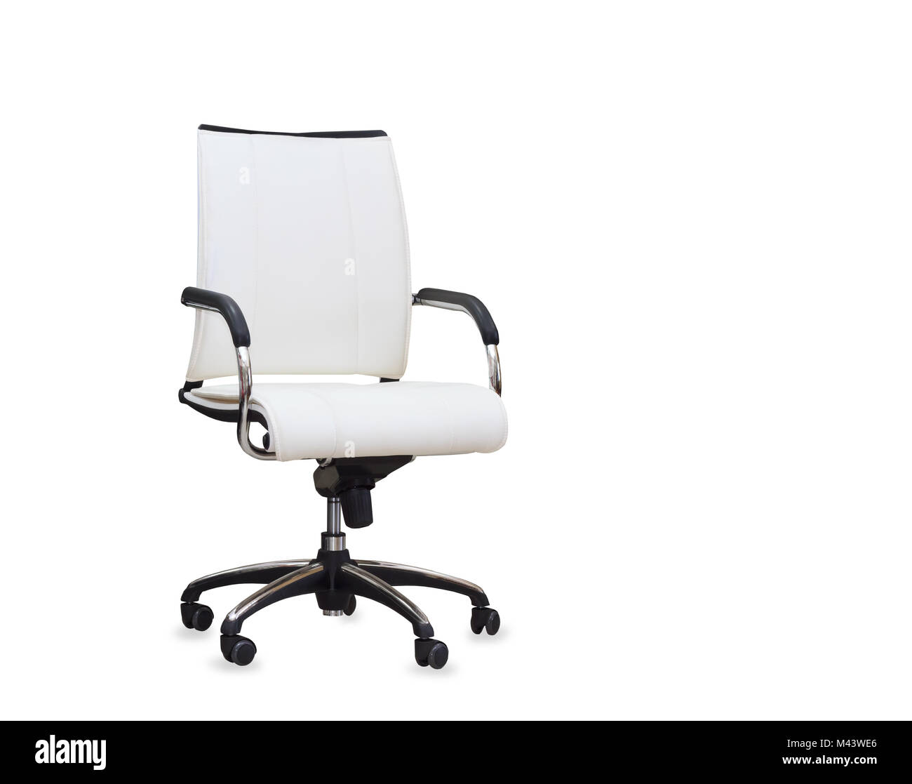Modern office chair from white leather. Isolated Stock Photo Alamy