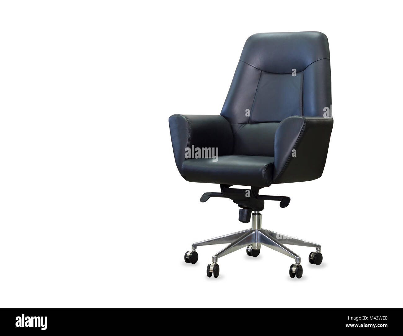 Modern office chair from black leather. Isolated Stock Photo