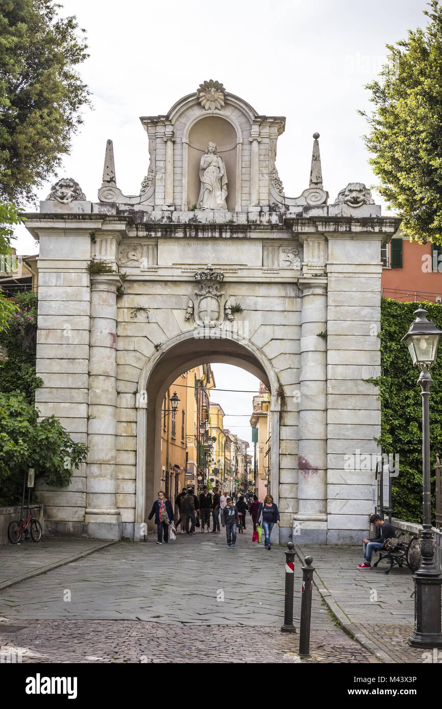 Sarzana, city gate Porta Romana, Liguria, Italy Stock Photo - Alamy