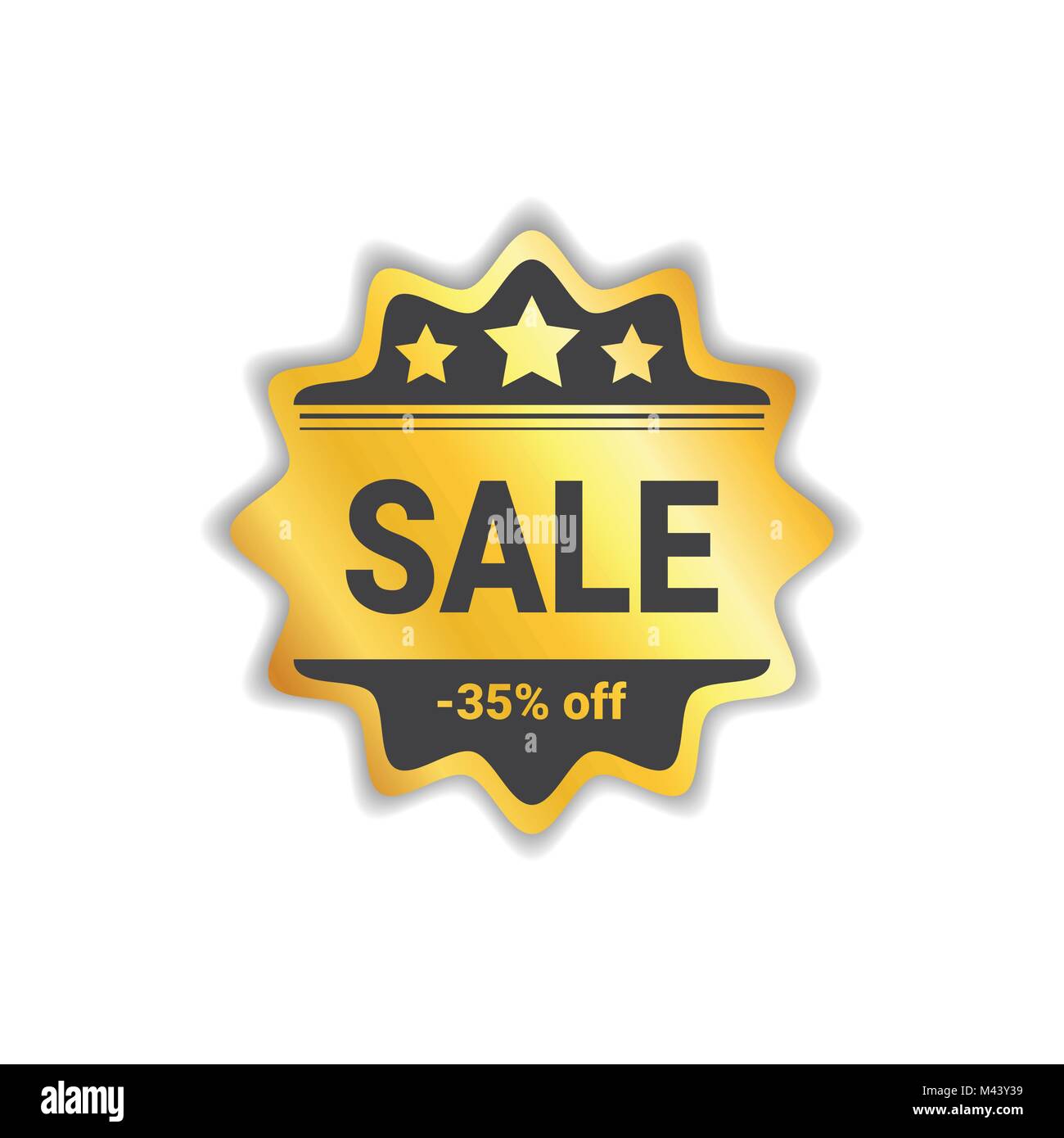 Sale Label Big Shopping Discount Golden Seal Isolated Stock Vector